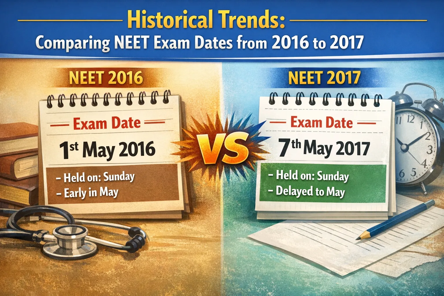 Historical Trends: Comparing NEET Exam Dates from 2016 to 2017